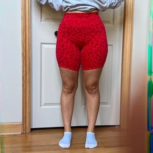Red biker shorts